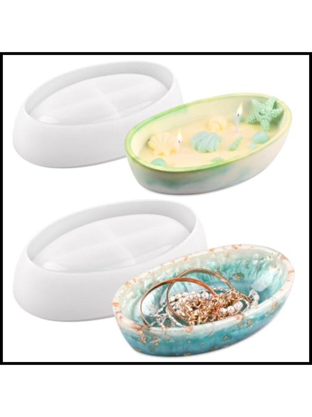 Silicone Oval Vessel Mold 2pc Resin Candle Boat Tray Craft DIY